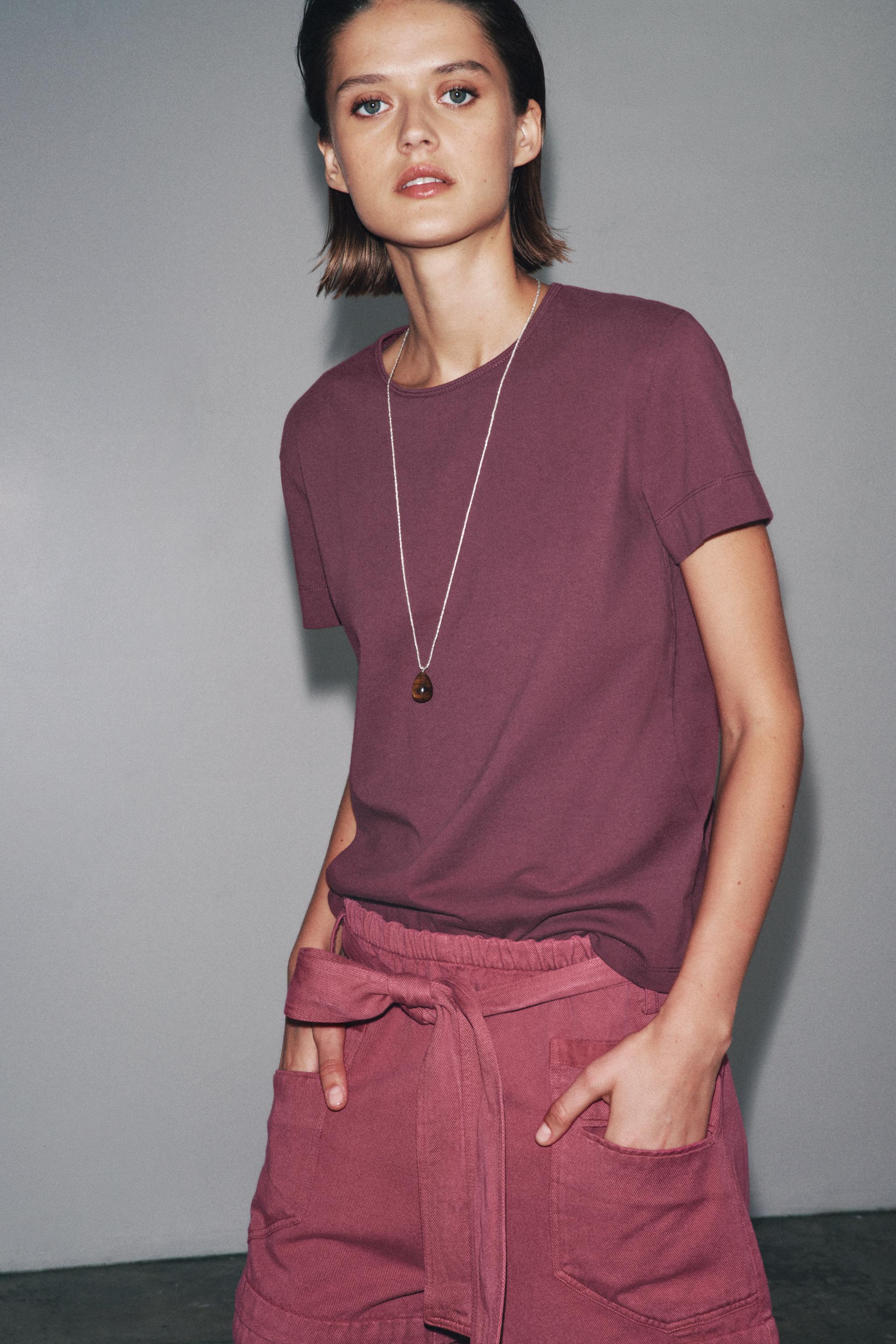 Short Sleeve Textured Cotton T-Shirt