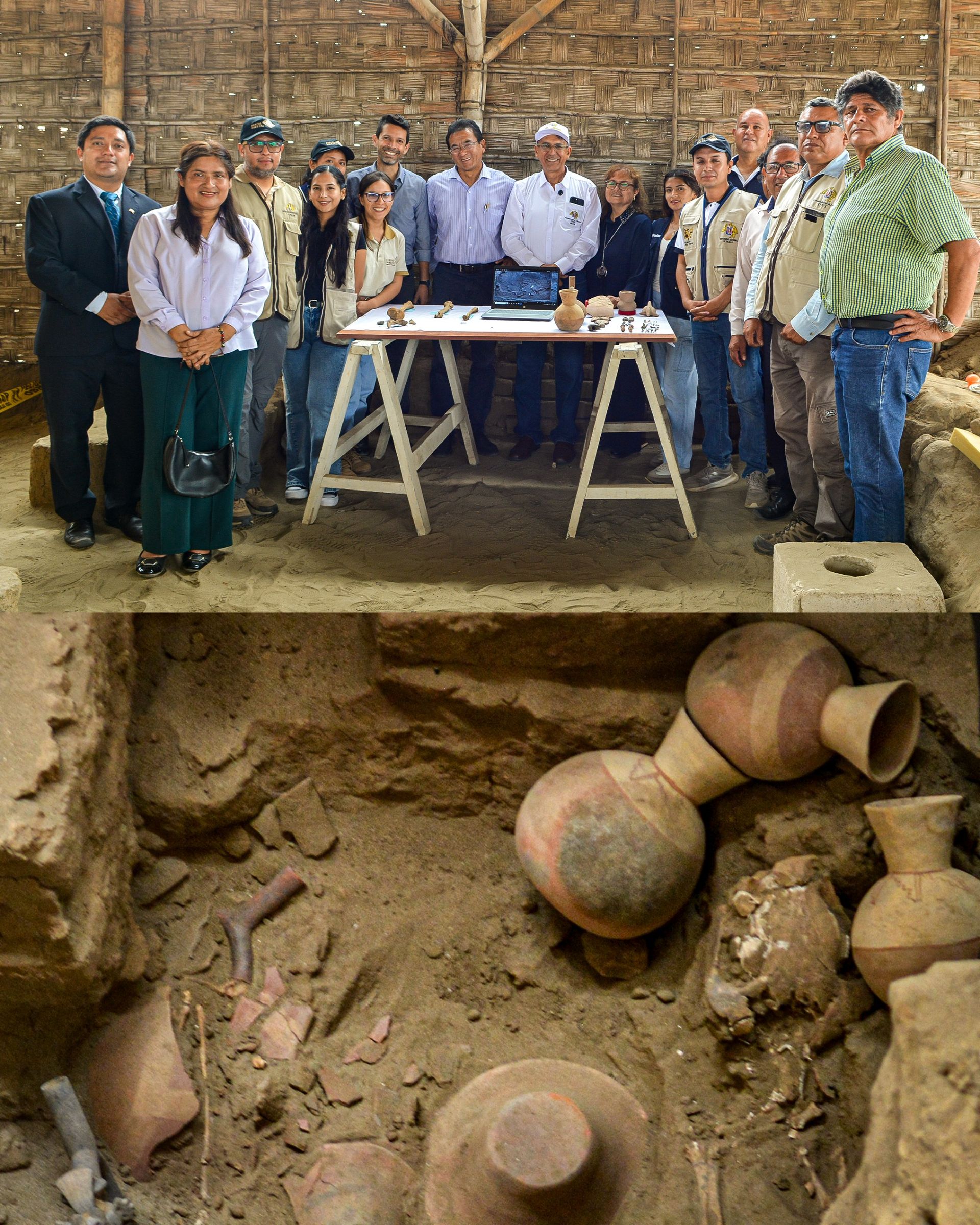 Scenes showing an excavation inside a cave