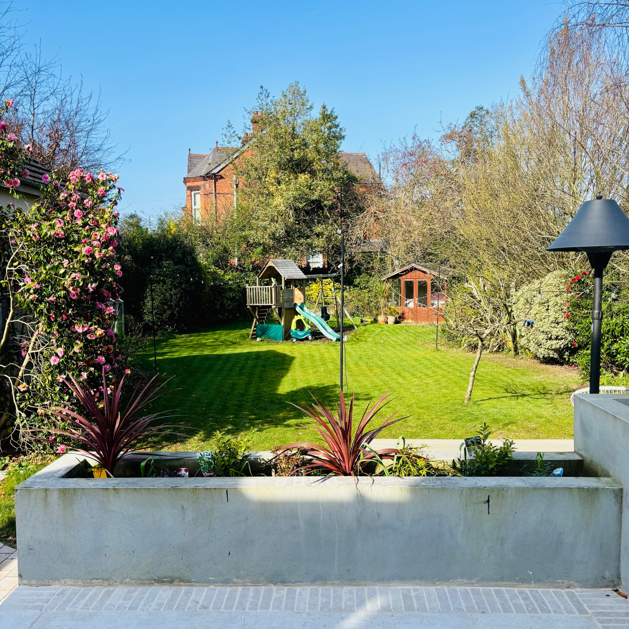 planter on a patio in garden