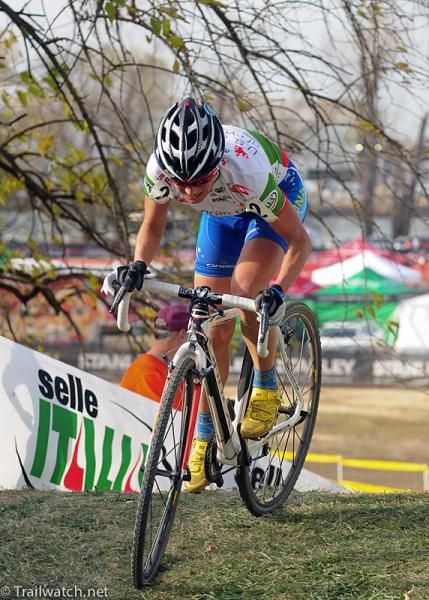 Katerina Nash (Luna Pro Team) riding in second place with a half lap to go