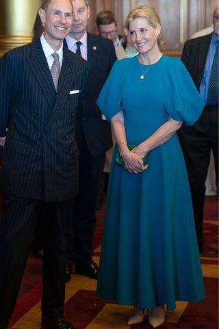 Sophie, Duchess of Edinburgh's Blue statement sleeve dress