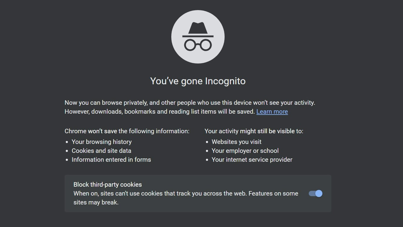 Google Chrome Incognito mode opening window
