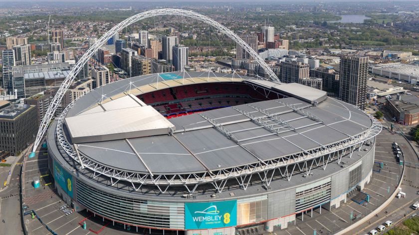 An aerial view of Wembley Stadium