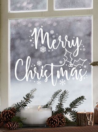 Christmas window display with chalk marker merry christmas display