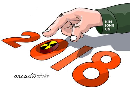 Political cartoon World North Korea nuclear weapons 2018