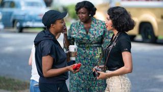 Misha Green (left) with Wunmi Mosaku and Smollett filming Lovecraft Country.