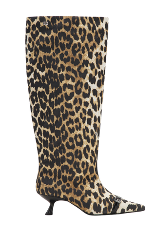 Leopard Eyelets Slouchy High Shaft Boots