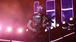 Matt Bellamy of Muse performs on stage during day two of Formula 1 Singapore Grand Prix at Marina Bay Street Circuit on September 21, 2019 in Singapore.