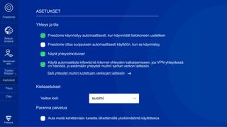 F-Secure Freedomen asetukset