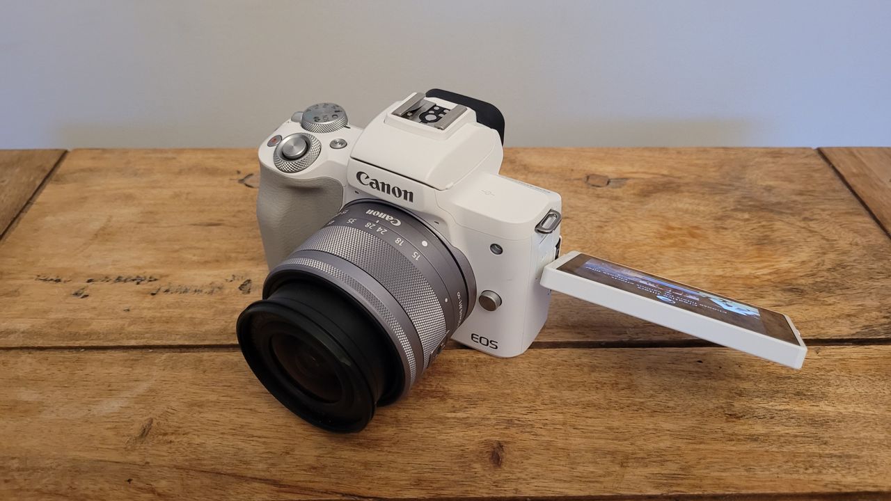 Canon M50 Mark II with screen flipped out