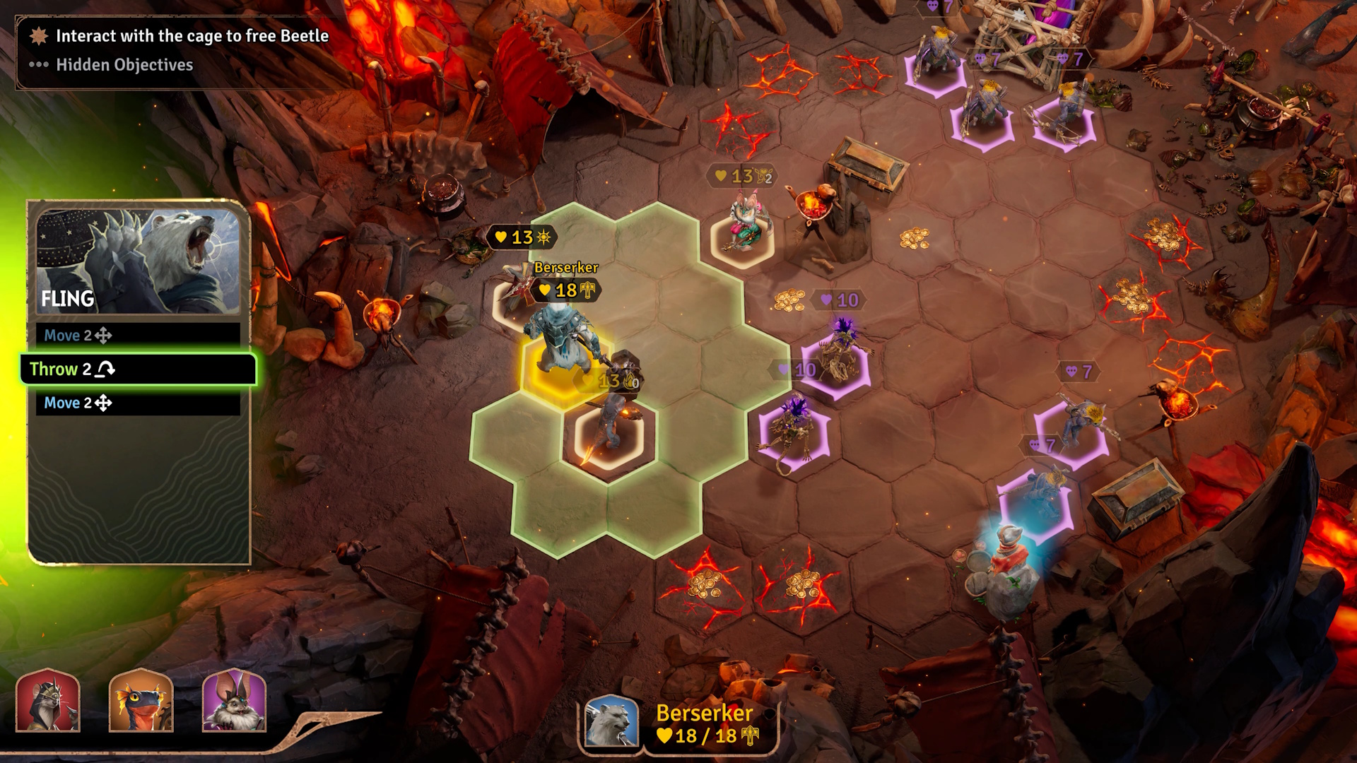 Sunderfolk screenshot featuring grid-based combat