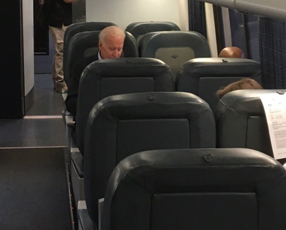 Joe Biden on Amtrak train. 