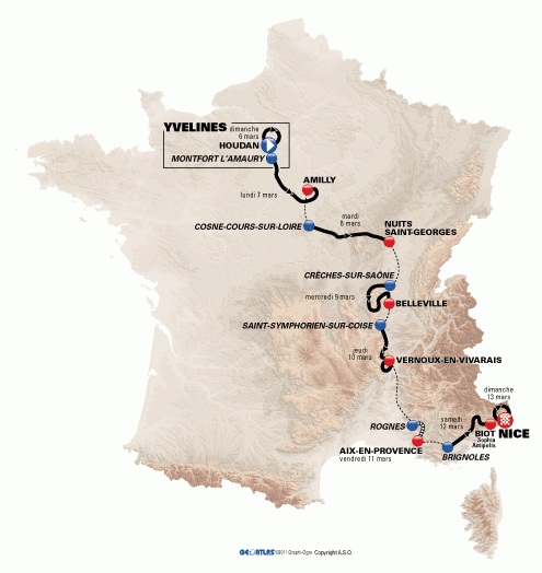 2011 Paris-Nice route map