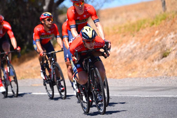 Phil Bauhaus shows his new Bahrain-Merida teammate Phil Bauhaus his descending skills at the 2019 Tour Down Under