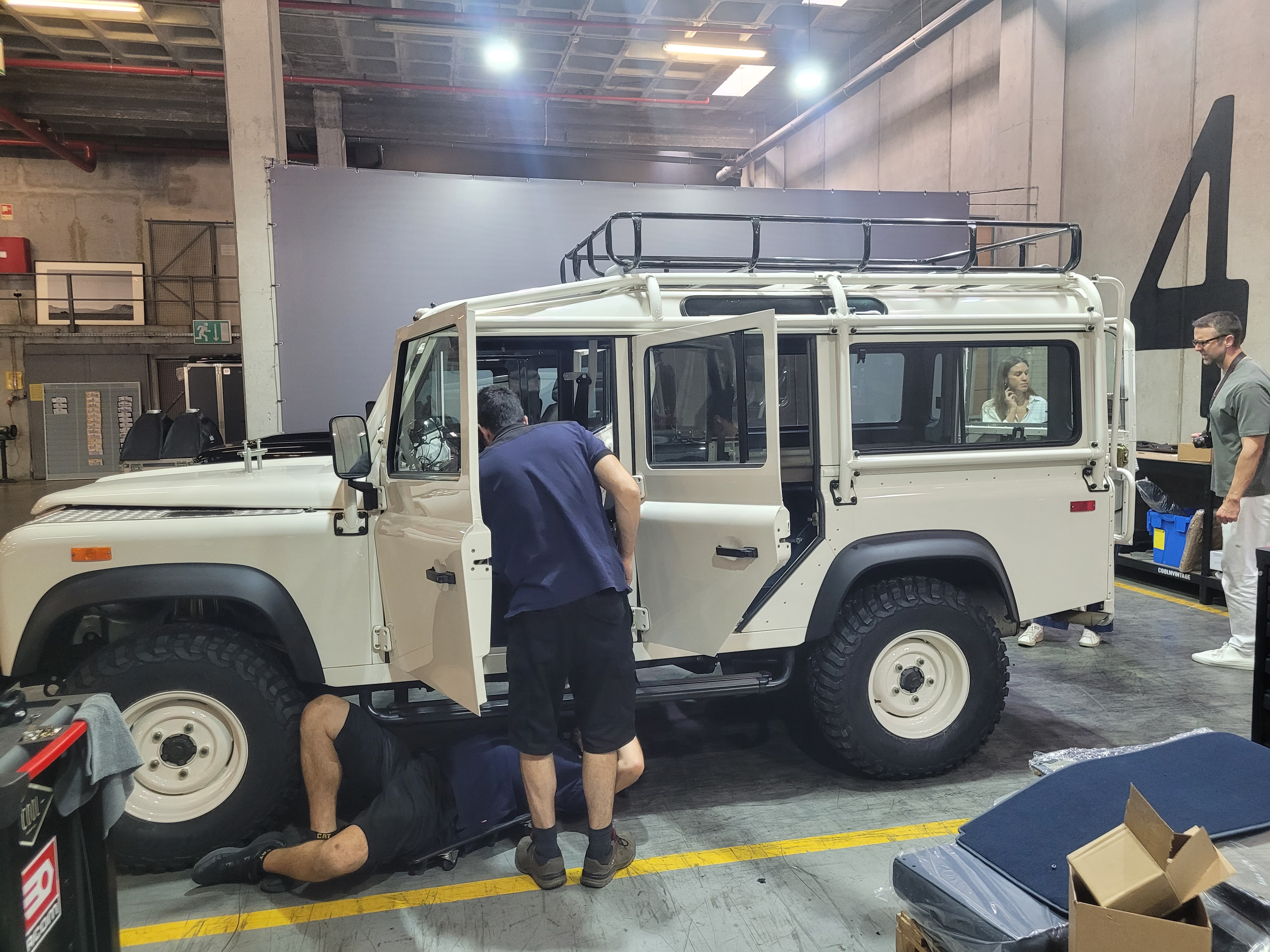The finishing touches are put to a long-wheel base Land Rover