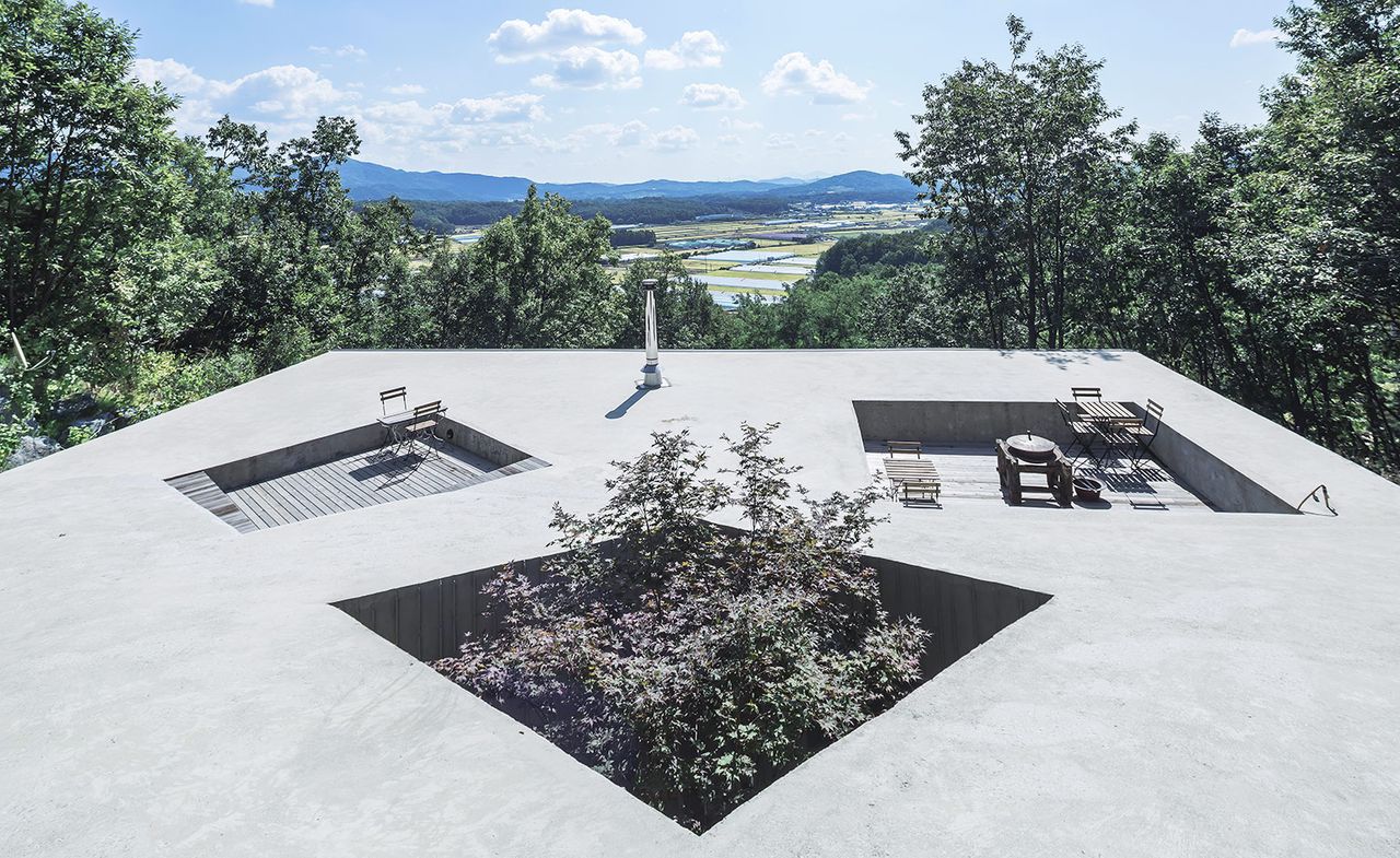 Rooftop views at Tilt Roof House in South Korea&#039;s Sugok-ri valley