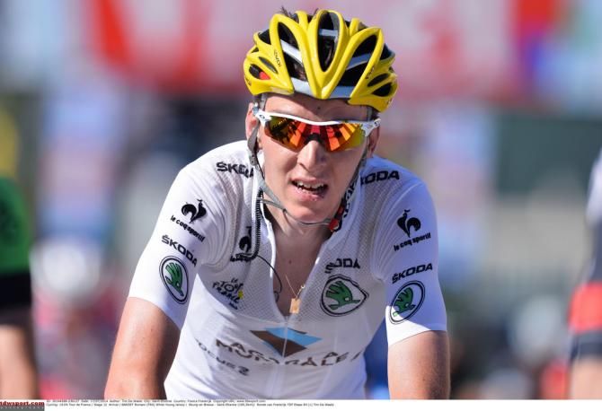 Romain Bardet (Ag2r) in the best young rider's white jersey