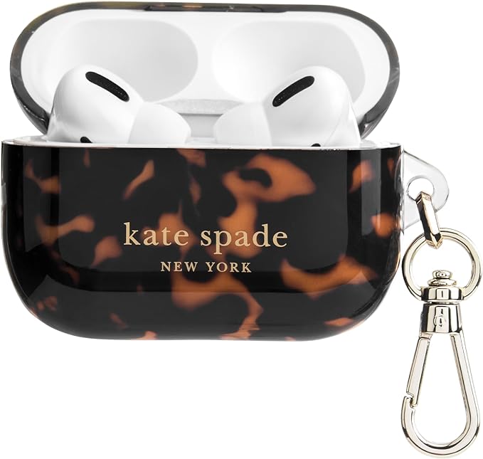 kate spade new york, Kate Spade New York Airpods Pro Protective Case With Keychain Ring - Tortoiseshell, Compatible With Airpods Pro 2nd / 1st Generation