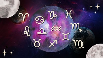 The moon surrounded the symbols of the zodiac signs