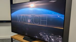 Hisense U8N (65U8N) 75-inch TV close up on screen showing Netflix, Our Planet II