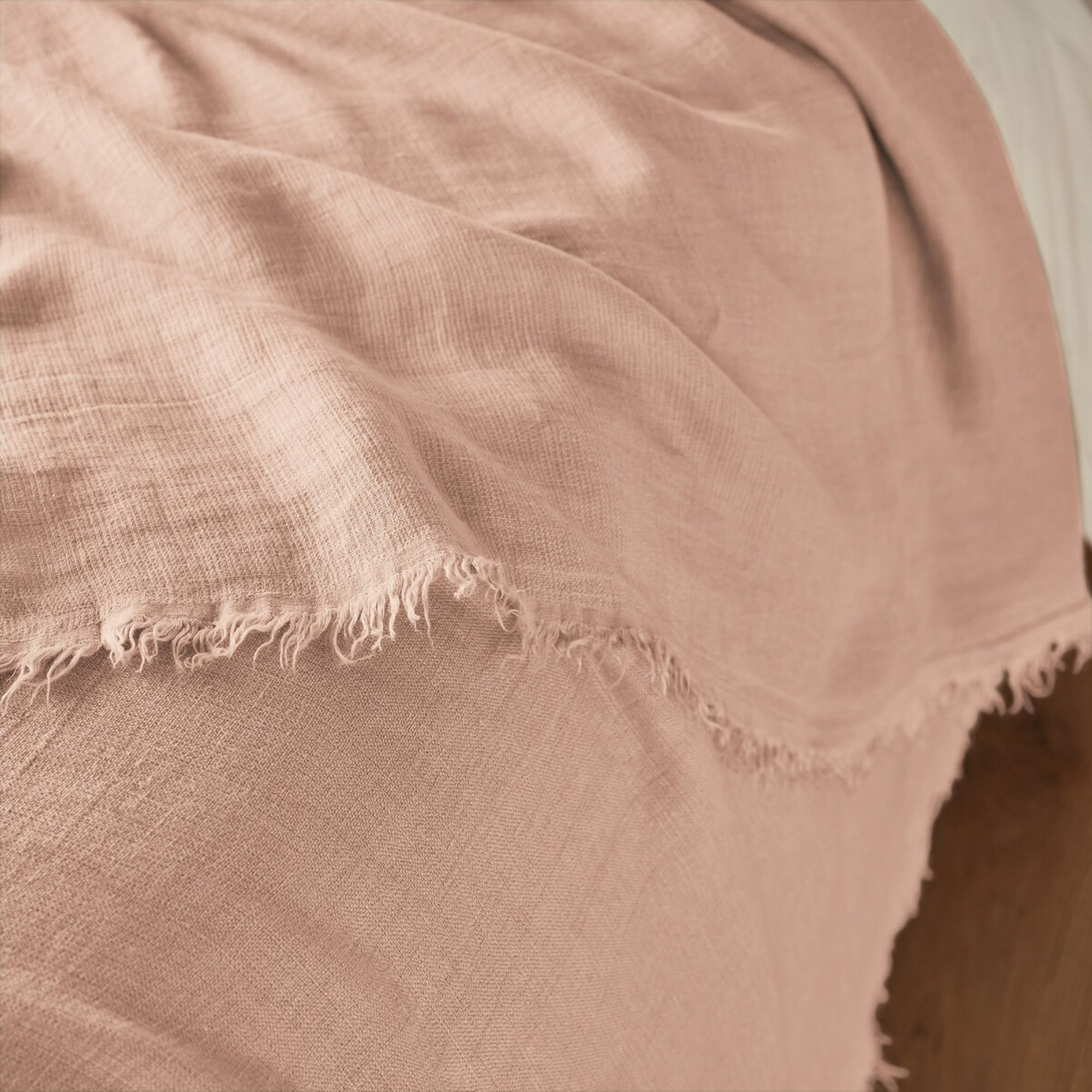 pink linen bedspread