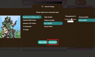 How to make QR codes in ACNH: Adjust the settings and select convert