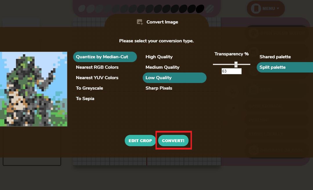 How to make QR codes in ACNH: Adjust the settings and select convert