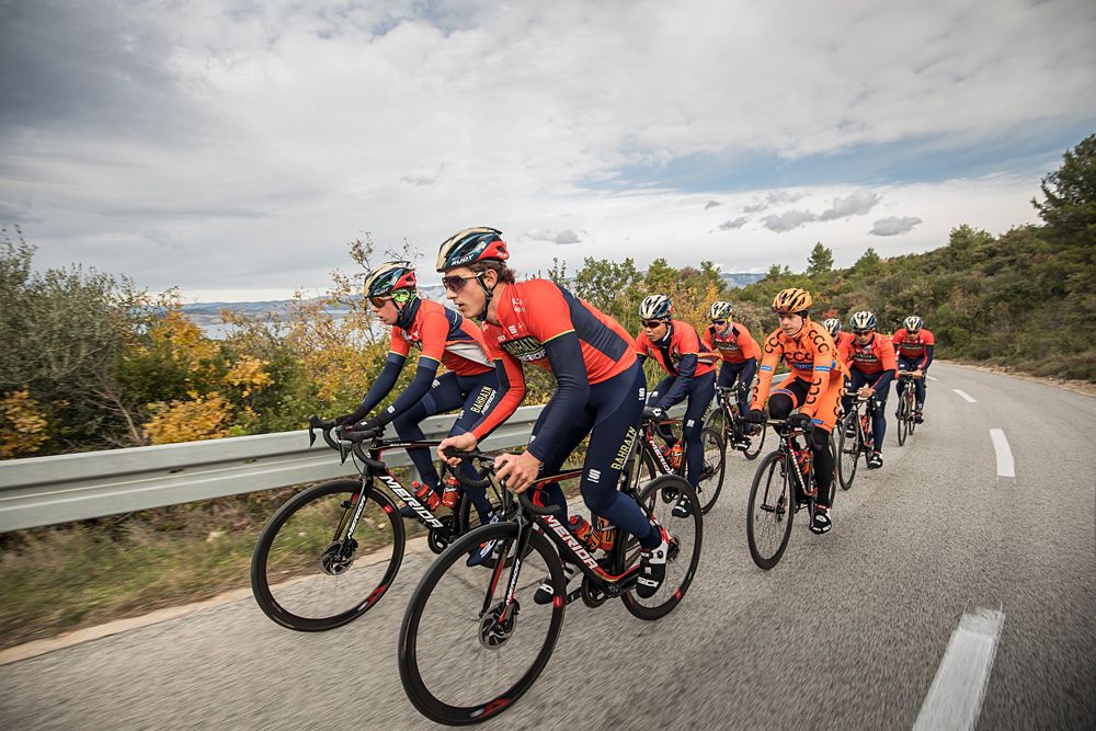 Riders training at Bahrain-Merida team camp