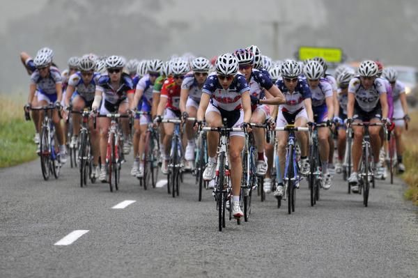 USA National Team go to work at the head of the peloton.