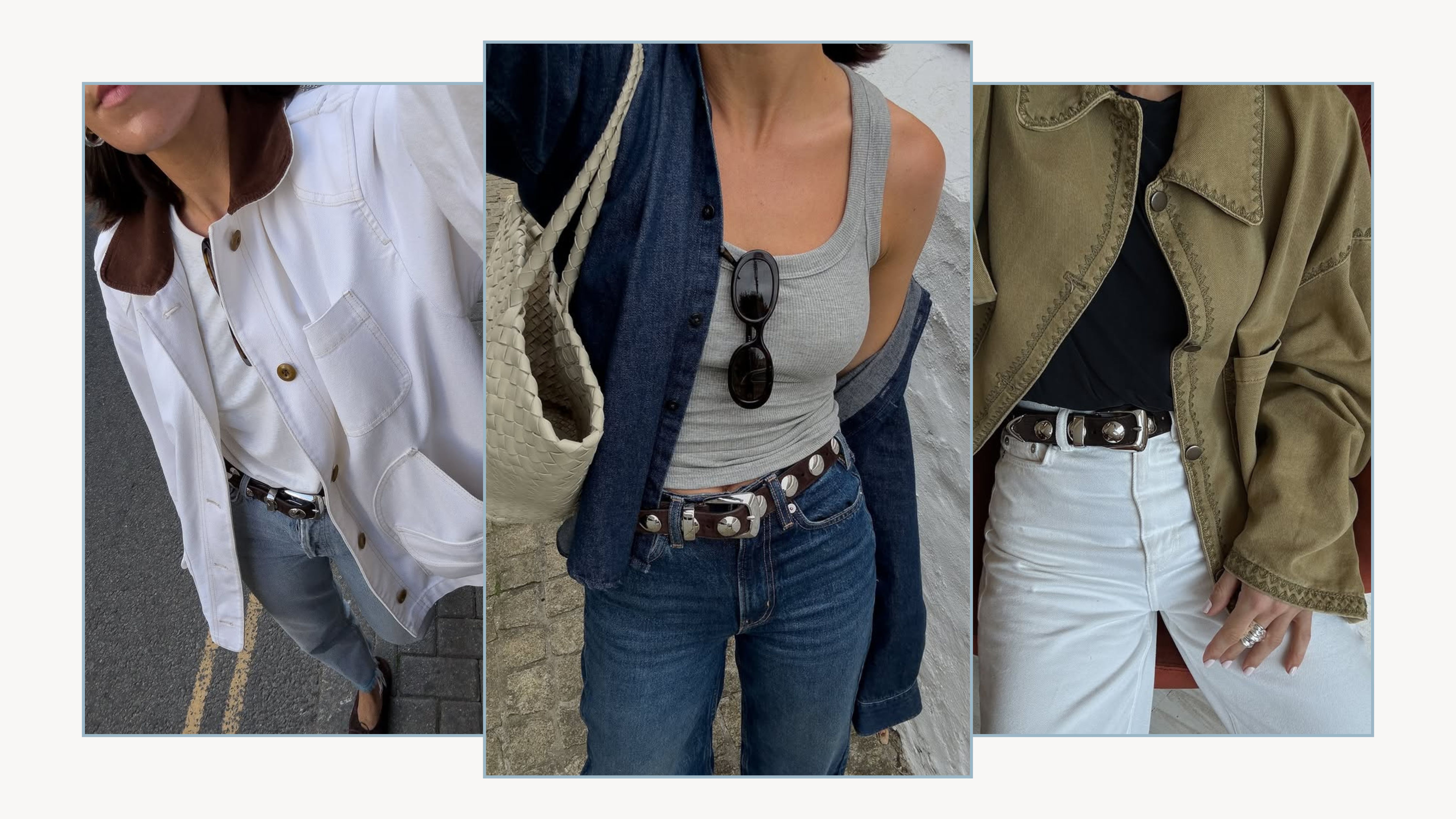 A selection of images featuring content creator @_jessicaskye wearing Agolde jeans