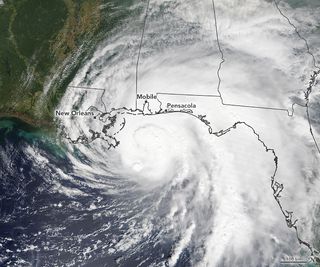 A view of Hurricane Sally from NASA's Terra satellite, as seen on Sept. 15, 2020.