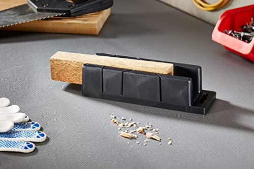 Draper Mini Mitre Block | 200mm X 35mm X 50mm Mitre Box |45° and 90° Angle Precision Cutting Box| Moulded Coving Miter Tool | Small Scale | 48677, Black