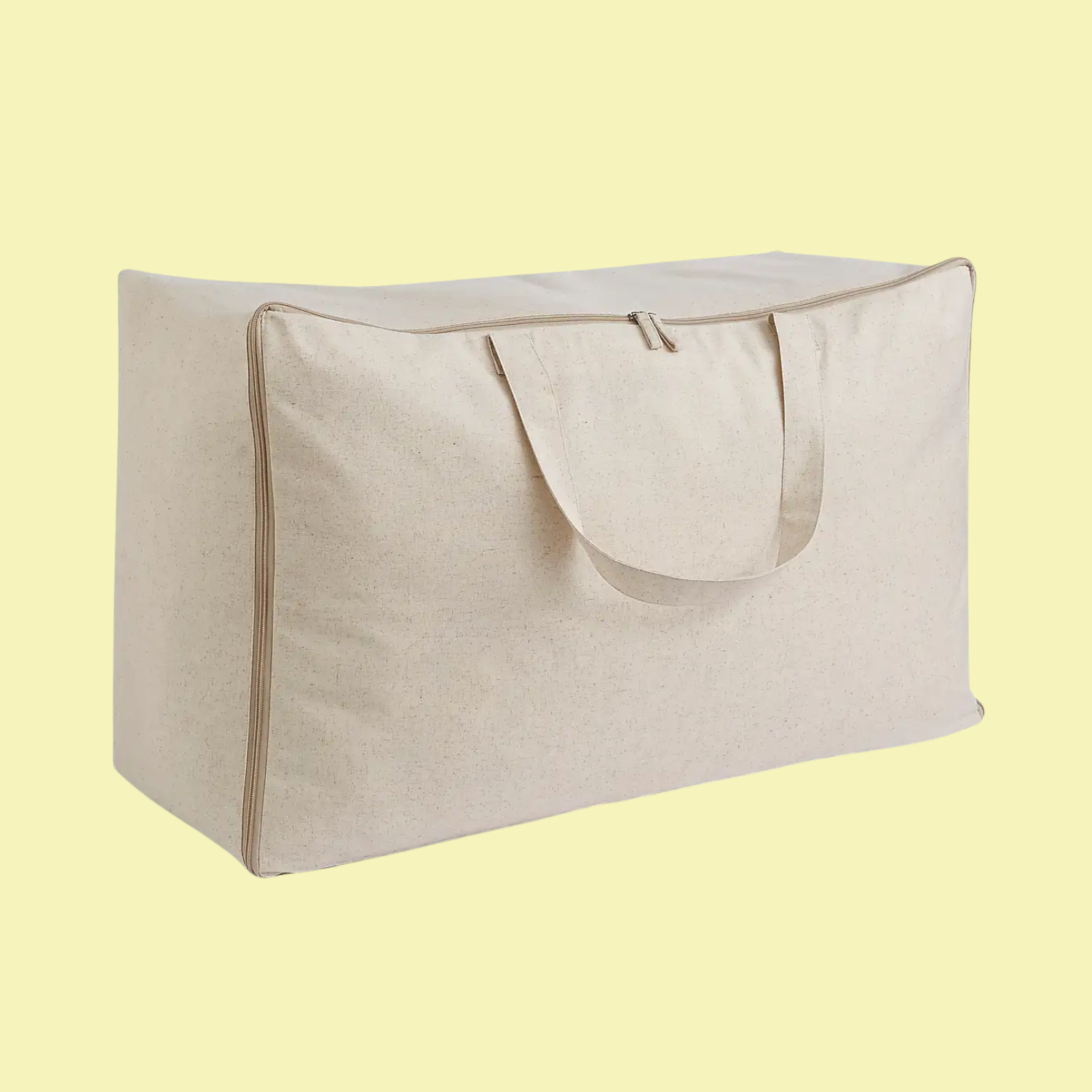 A beige storage bag