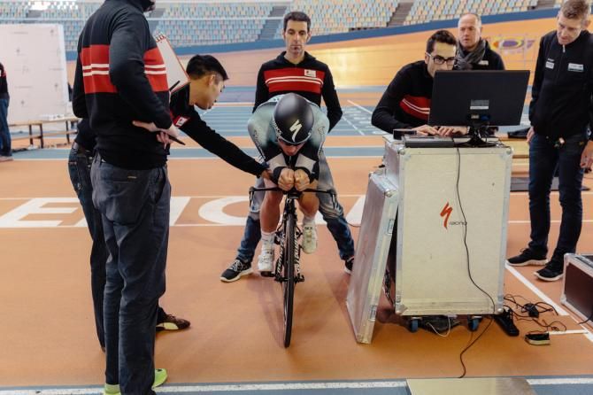 Rolf Aldag looks on during the aerodynamic testing process.