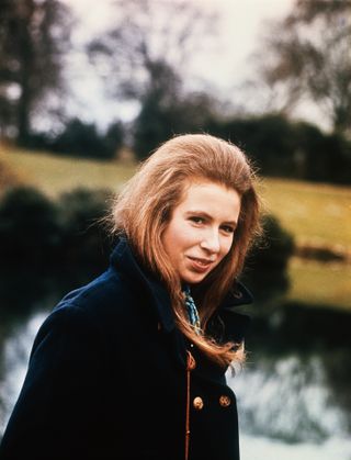 Sandringham, Norfolk, England: Her long hair falling on her shoulders, Princess Anne, 19, is shown on the grounds of Sandringham, the Royal Family's country residence.