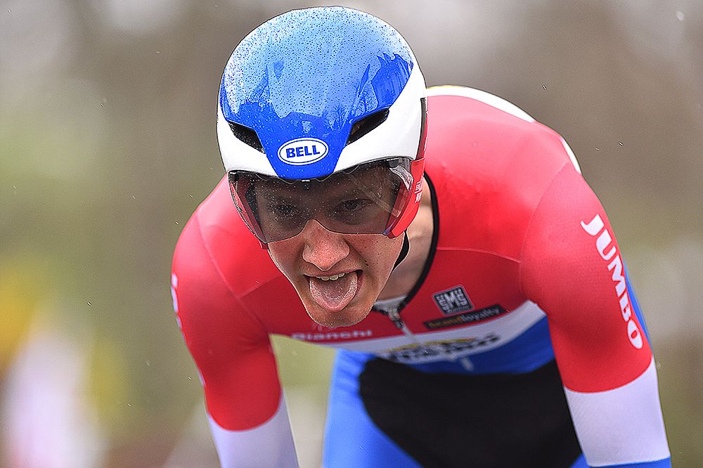Wilco Kelderman in action during the Tour de Romandie prologue