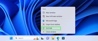 End task option in Windows 11 Canary 25336