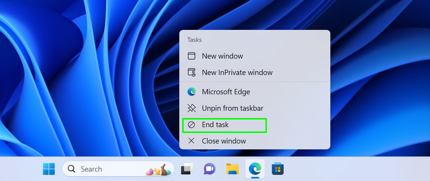 Task-Option beenden in Windows 11 Canary 25336