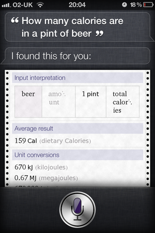 Siri can be used to look up facts and figures thanks to integration with the Wolfram Alpha search engine.