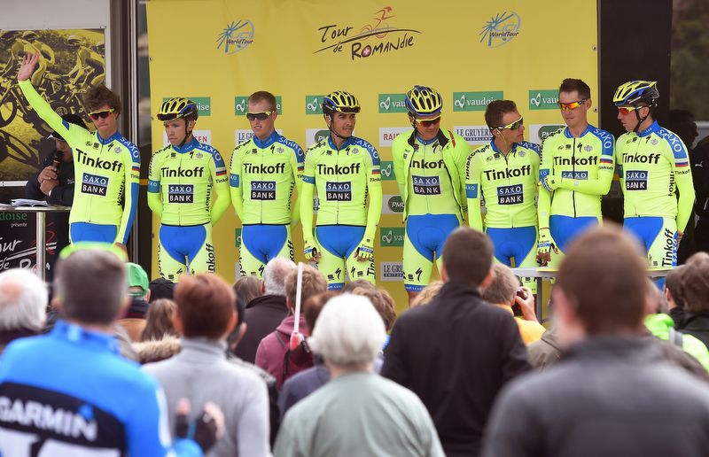 Team Tinkoff-Saxo presented to the crowd