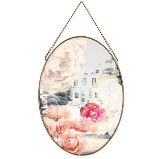 silver floral mansion motif hanging mirror