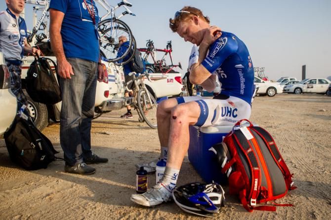 John Murphy (UnitedHealthcare) hit the deck coming into the stage 1 finish.
