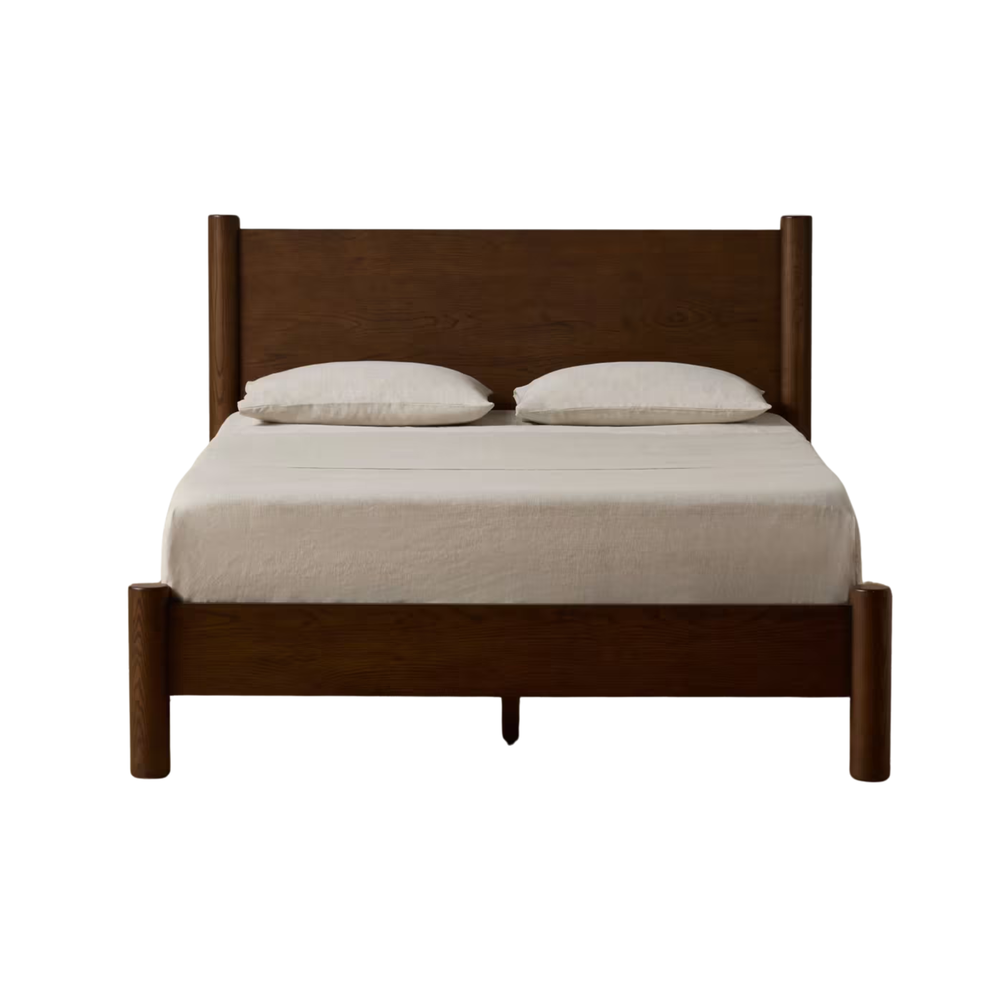 a wooden bedframe