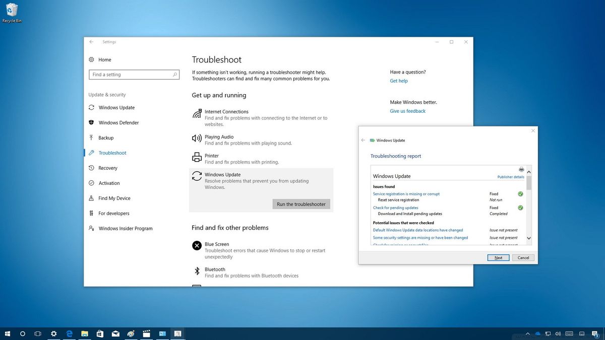 How to use the Troubleshoot tools to fix problems on the Windows 10