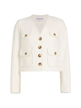 Isola Stretch Cotton-Blend V-Neck Jacket