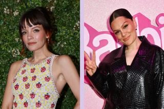 Split screen collage of Lily Allen and Jessie J