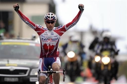 Pavel Brutt (Katusha) soloed to victory after dropping his three breakaway companions.