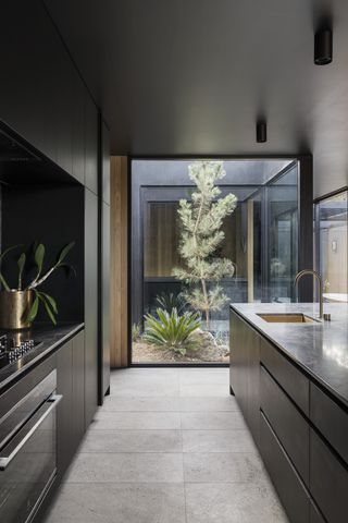 A black toned kitchen