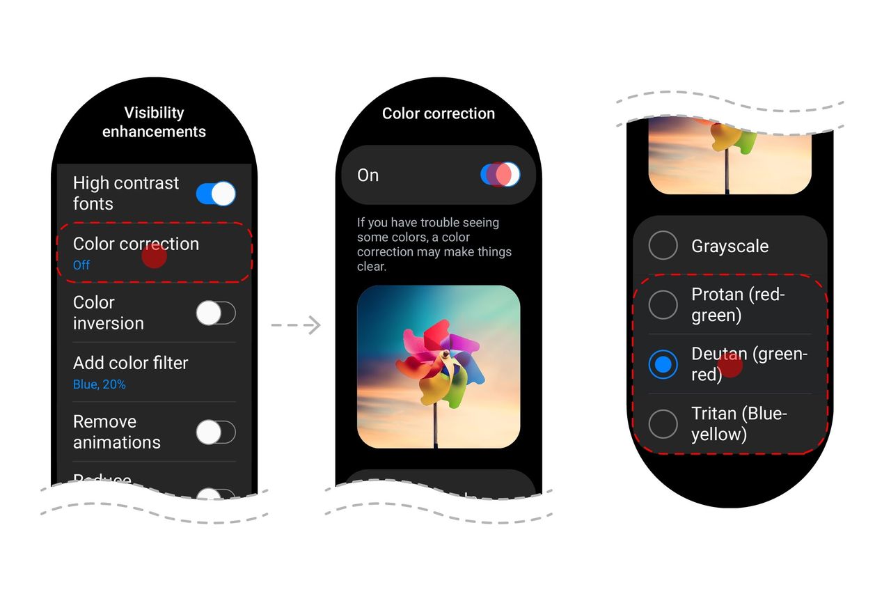 Wear OS 3.5 and One UI Watch 4.5 UI changes