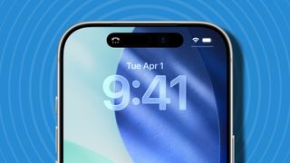 Screen from iOS 26 on an iPhone 17, on a blue background 